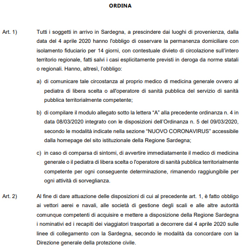 nuova ordinanza solinas